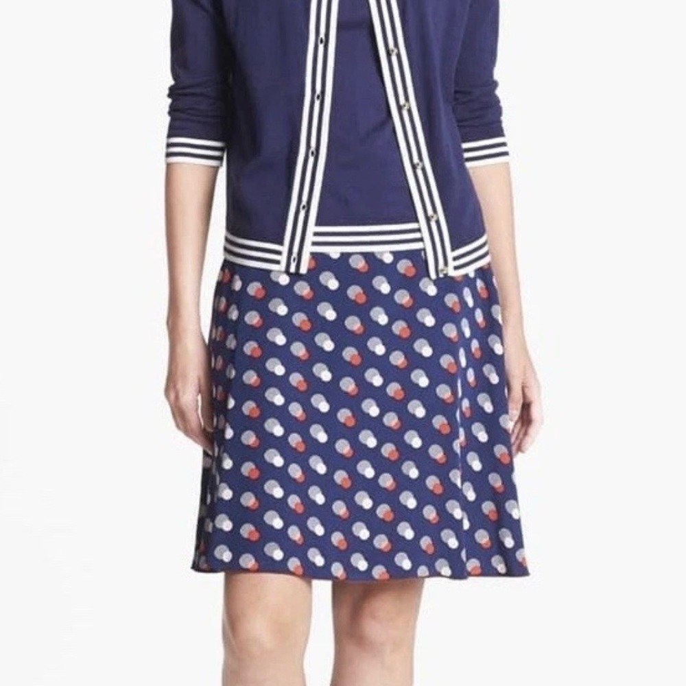 Kate Spade Holland Print Silk Skirt Polka Dot Blue